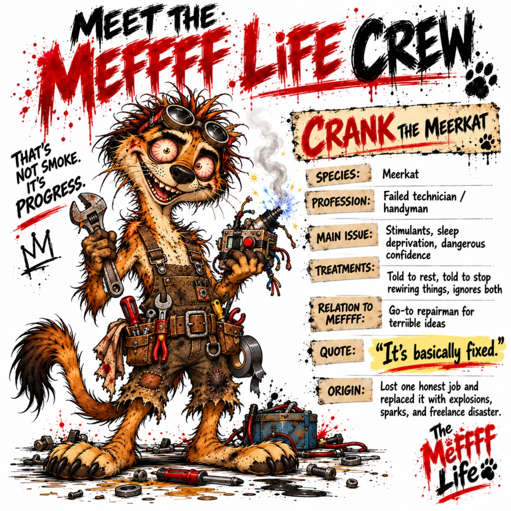 Meet Crank the Meerkat crew card