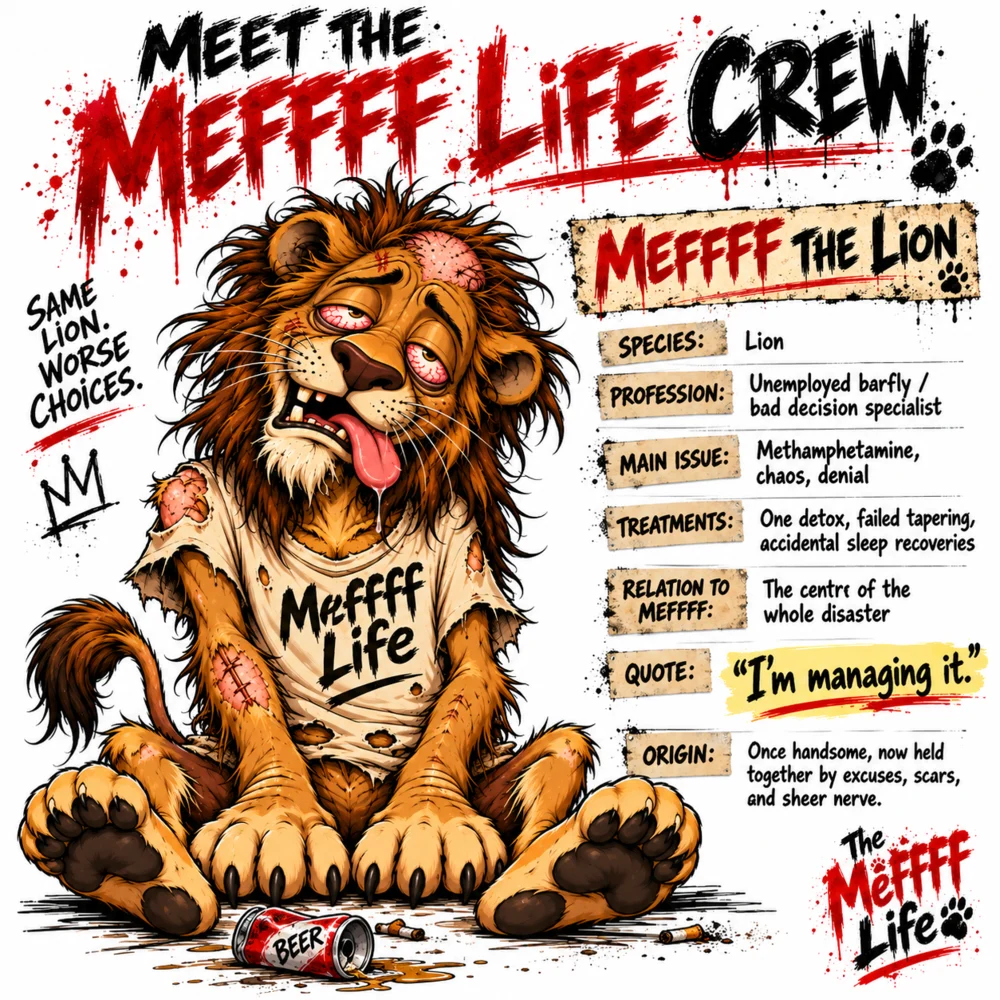 Meet Meffff the Lion crew card