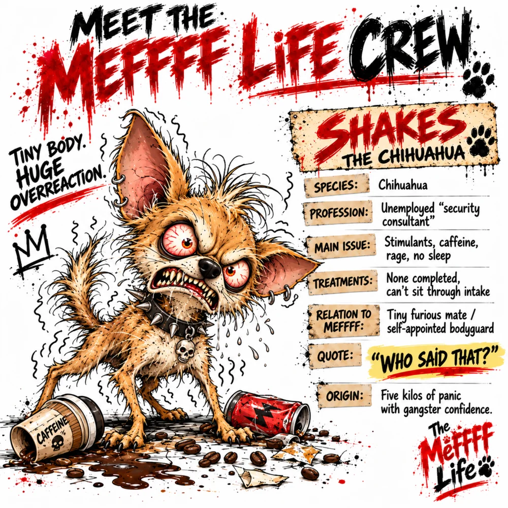 Meet Shakes the Chihuahua crew card
